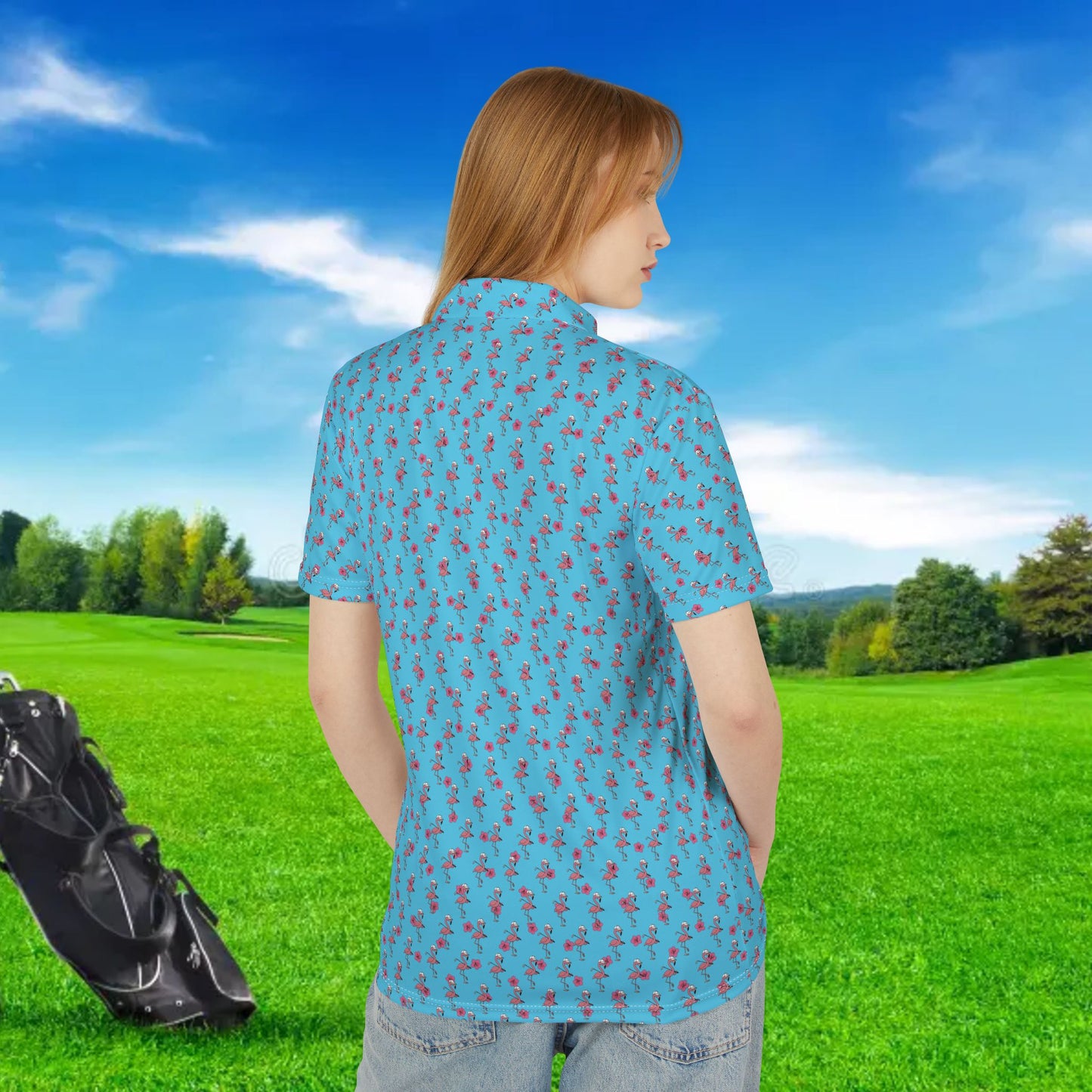 Elusive Flamingo Print Polo