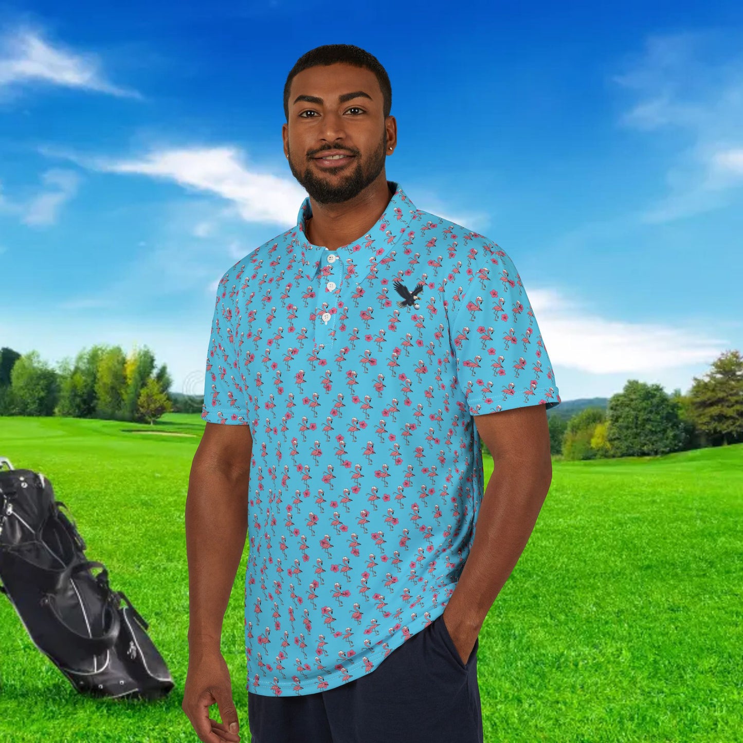 Elusive Flamingo Print Polo