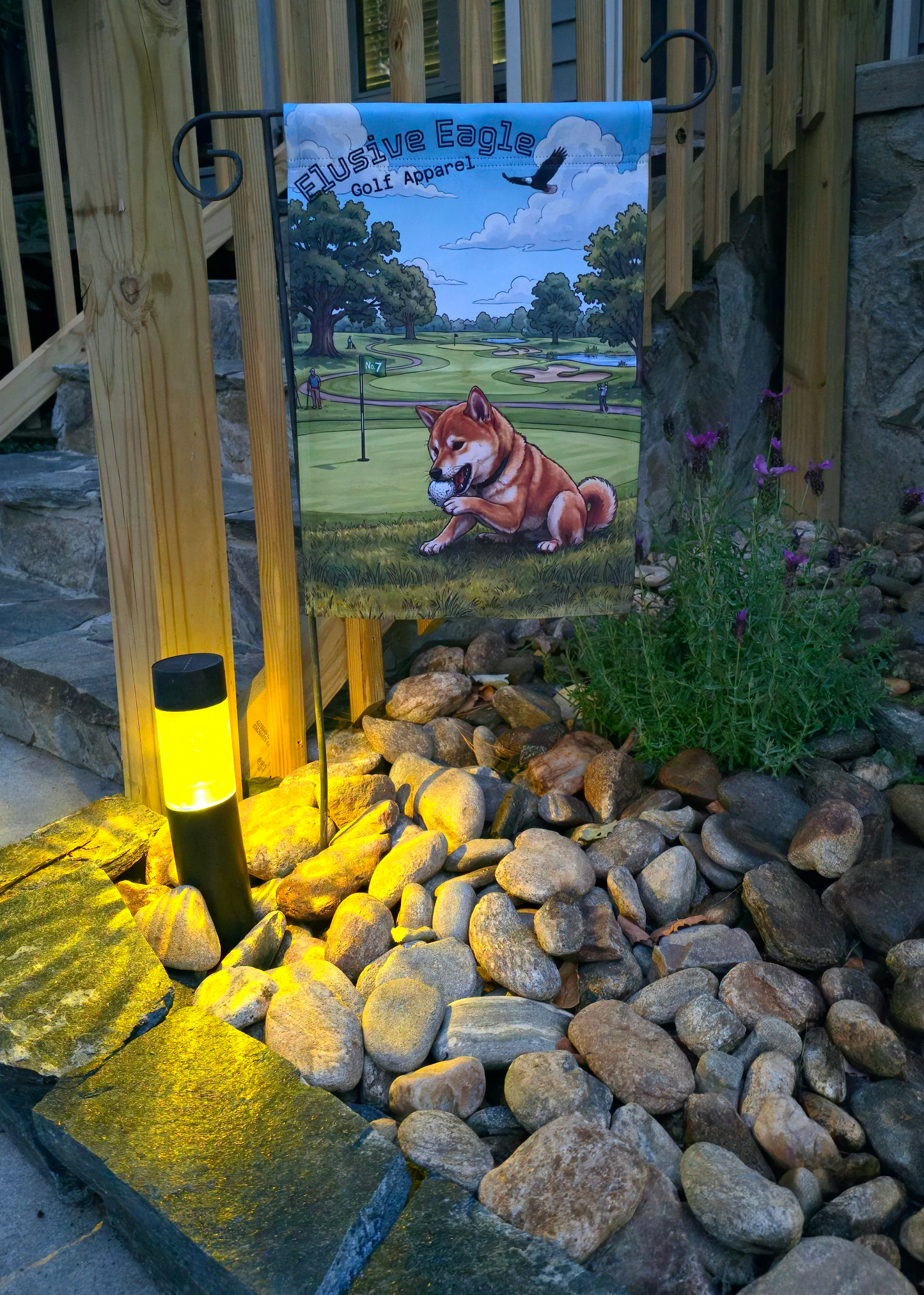 Elusive Eagle Bad Shiba Garden Flag
